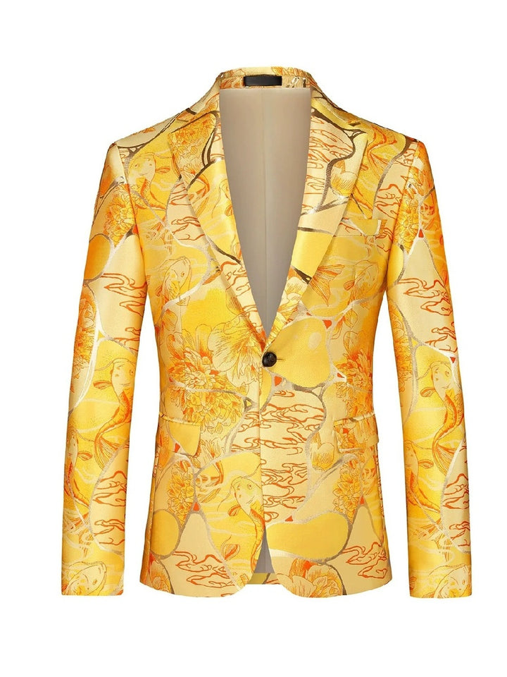 Tailored Fit Notched Lapel Single Breasted One-Button Printed Men&