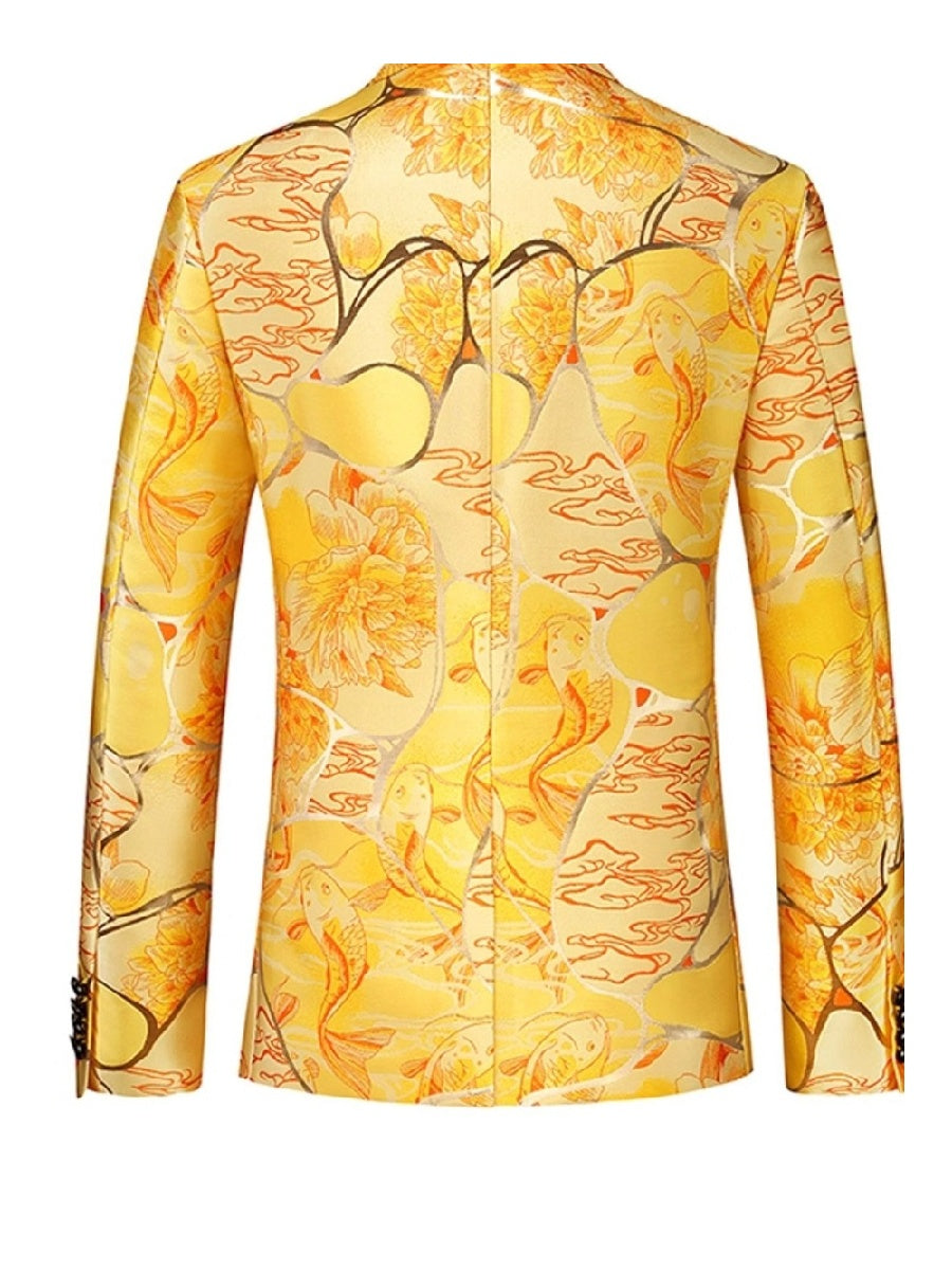 Tailored Fit Notched Lapel Single Breasted One-Button Printed Men&