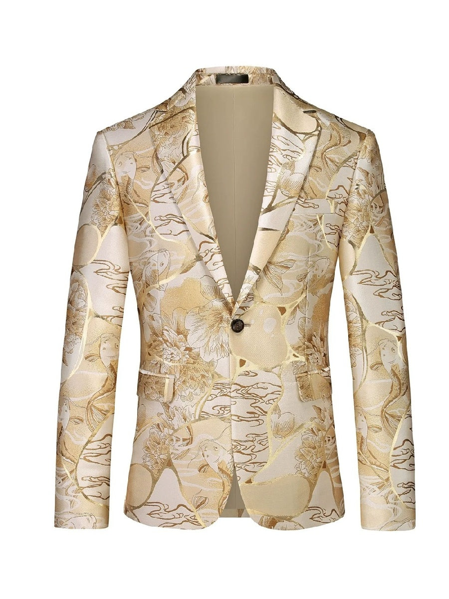 Tailored Fit Notched Lapel Single Breasted One-Button Printed Men&