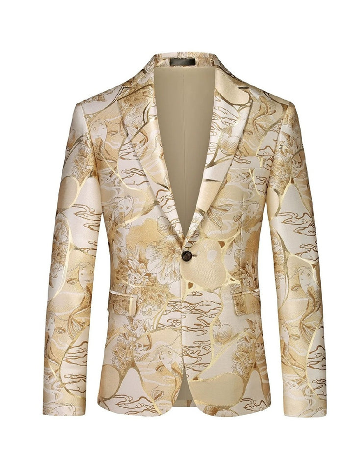 Tailored Fit Notched Lapel Single Breasted One-Button Printed Men&