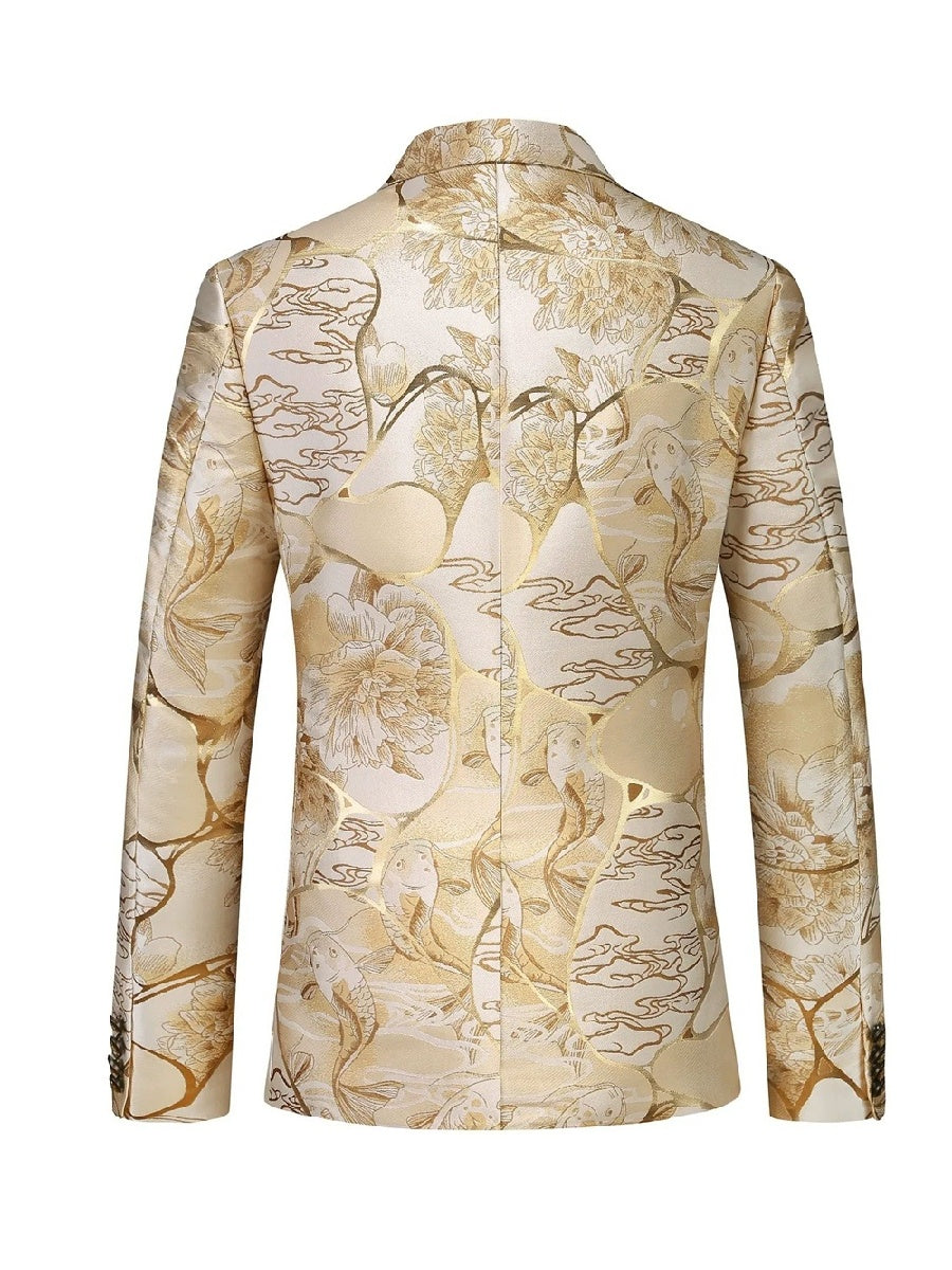 Tailored Fit Notched Lapel Single Breasted One-Button Printed Men&