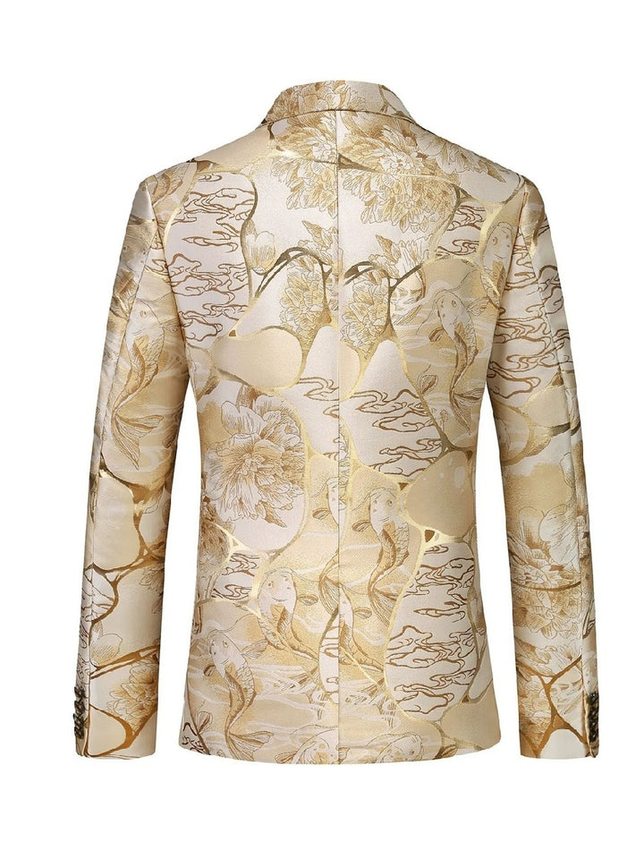 Tailored Fit Notched Lapel Single Breasted One-Button Printed Men&