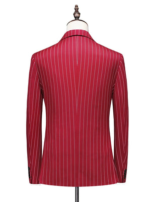 Tailored Fit Single Breasted One-button 3 Pieces Stripe print Men's Wedding Suits