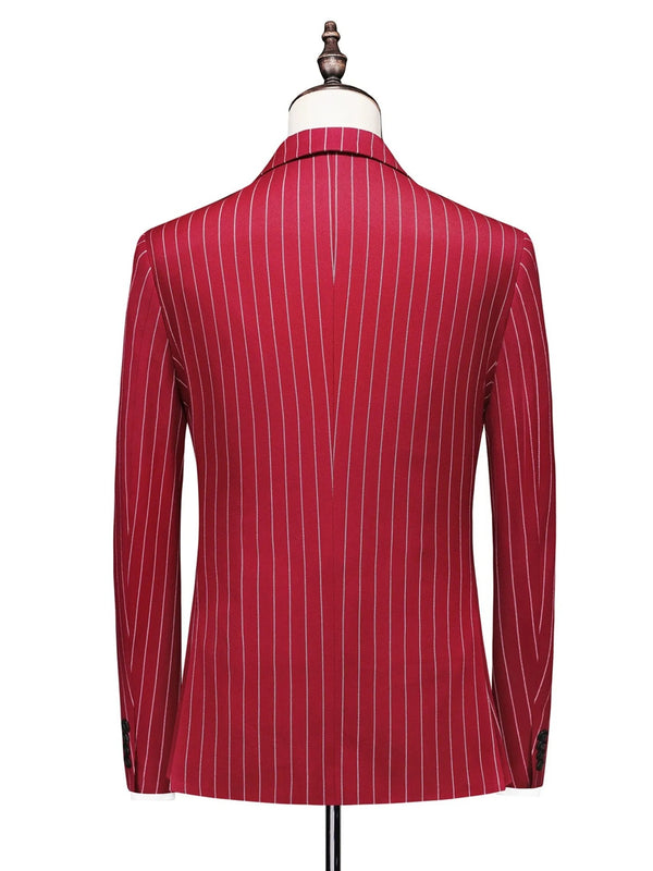 Tailored Fit Single Breasted One-button 3 Pieces Stripe print Men's Wedding Suits