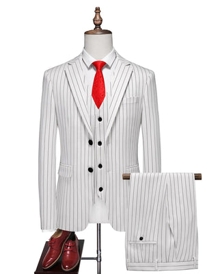 Tailored Fit Single Breasted One-button 3 Pieces Stripe print Men's Wedding Suits