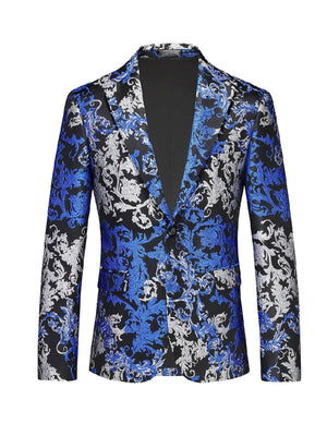 Tailored Fit Lapel Single Breasted One-Button Printed Men's Party Jacket