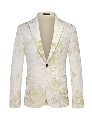 Tailored Fit Lapel Single Breasted One-Button Printed Men's Party Jacket