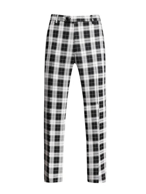 Tailored Fit Single Breasted One-button 3 Pieces Plaid Printed Men's Wedding Suits