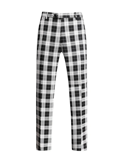 Tailored Fit Single Breasted One-button 3 Pieces Plaid Printed Men's Wedding Suits