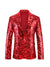 Tailored Fit Lapel Single Breasted One-Button Sequins Printed Men's Party Jacket