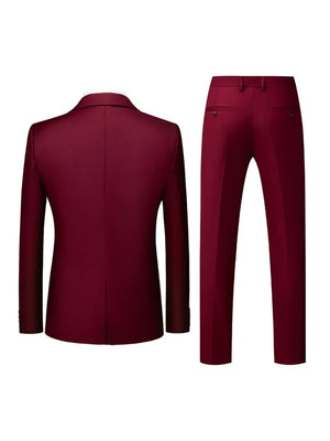Tailored Fit Double Breasted Two-button 3 Pieces Solid Colored Men's Wedding Suits