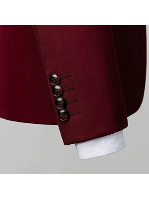 Tailored Fit Double Breasted Two-button 3 Pieces Solid Colored Men's Wedding Suits