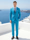 Tailored Fit Single Breasted Two-button 2 Pieces Solid Colored Men's Casual Suits