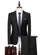 Tailored Fit Single Breasted Two-button 2 Pieces Solid Colored Men's Casual Suits