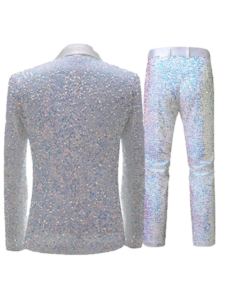 Tailored Fit Single Breasted One-button 2 Pieces Sequins Men&