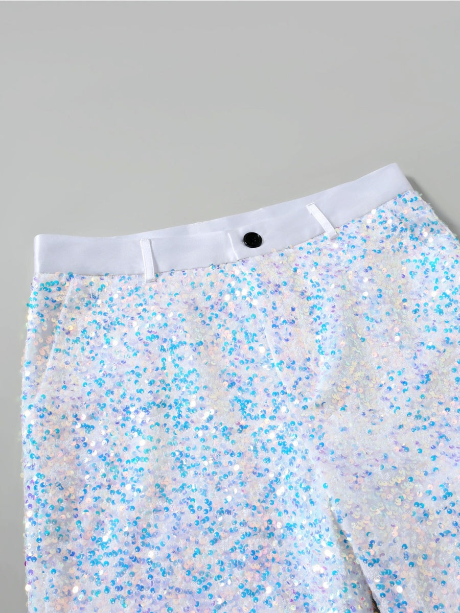 Tailored Fit Single Breasted One-button 2 Pieces Sequins Men&