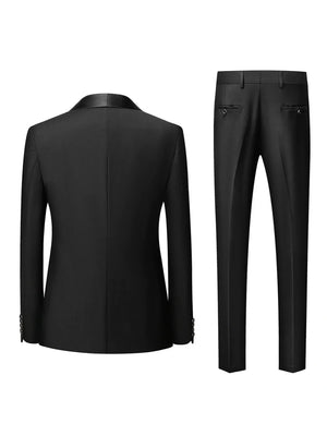Tailored Fit Shawl Lape Single Breasted One-button 3 Pieces Solid Colored Men's Wedding Suits