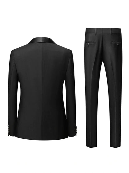 Tailored Fit Shawl Lape Single Breasted One-button 3 Pieces Solid Colored Men's Wedding Suits