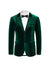 Tailored Fit Notched Lapel Breasted Two-Buttons Velvet Men's Party Jacket