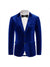 Tailored Fit Notched Lapel Breasted Two-Buttons Velvet Men's Party Jacket