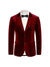 Tailored Fit Notched Lapel Breasted Two-Buttons Velvet Men's Party Jacket