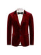 Tailored Fit Notched Lapel Breasted Two-Buttons Velvet Men's Party Jacket