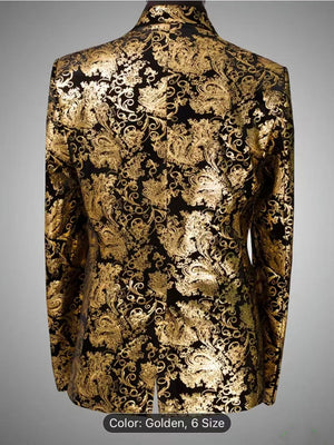 Tailored Fit Notched Lapel Breasted Two-Buttons Hot stamping Men's Party Jacket