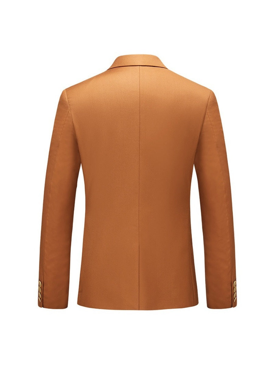 Tailored Fit Notched Lapel Single Breasted One-Button Solid Color 2 Piece Men&