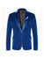 Tailored Fit Notched Lapel Breasted One-Buttons Velvet Men's Party Jacket