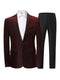 Tailored Fit Notched Lapel Single Breasted One-Button Solid Color 2 Piece Men's Party Suits