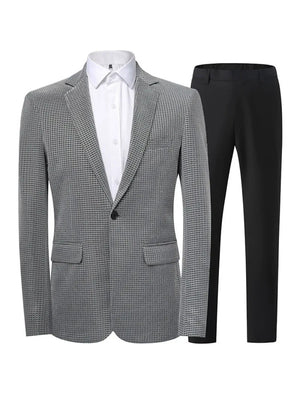 Tailored Fit Notched Lapel Single Breasted One-Button Solid Color 2 Piece Men's Party Suits