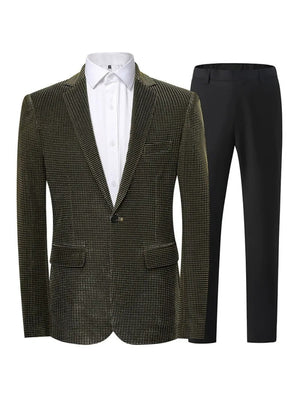 Tailored Fit Notched Lapel Single Breasted One-Button Solid Color 2 Piece Men's Party Suits