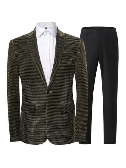 Tailored Fit Notched Lapel Single Breasted One-Button Solid Color 2 Piece Men's Party Suits