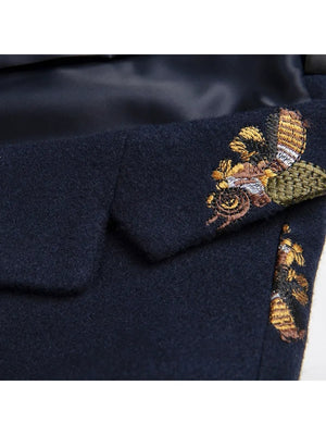 Tailored Fit Notched Lapel Single Breasted One-button Men's Party Jacket With Embroidery