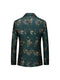 Tailored Fit Notched Lapel Single Breasted One-button Men's Party Jacket With Flower Embroidery