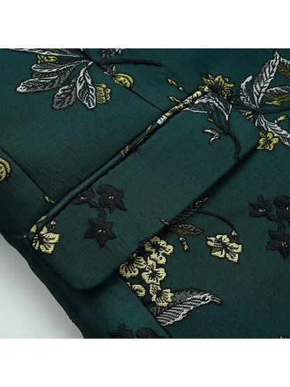 Tailored Fit Notched Lapel Single Breasted One-button Men's Party Jacket With Flower Embroidery