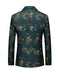 Tailored Fit Notched Lapel Single Breasted One-button Men's Party Jacket With Flower Embroidery