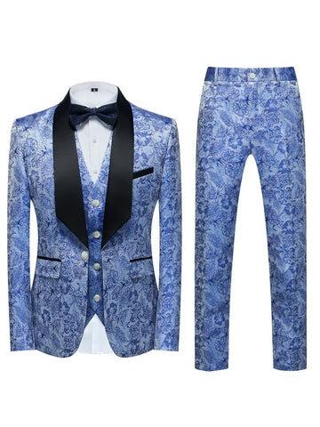 Tailored Fit Single Breasted One-button 2 Pieces Printed Men's Casual Suits