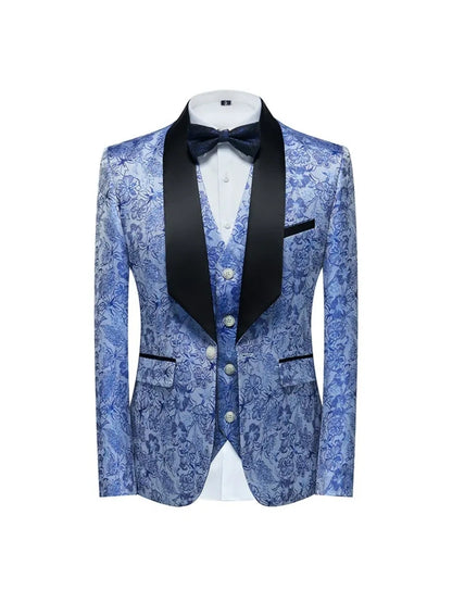 Tailored Fit Single Breasted One-button 2 Pieces Printed Men's Casual Suits