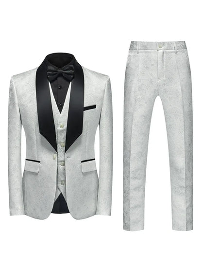 Tailored Fit Single Breasted One-button 2 Pieces Printed Men's Casual Suits