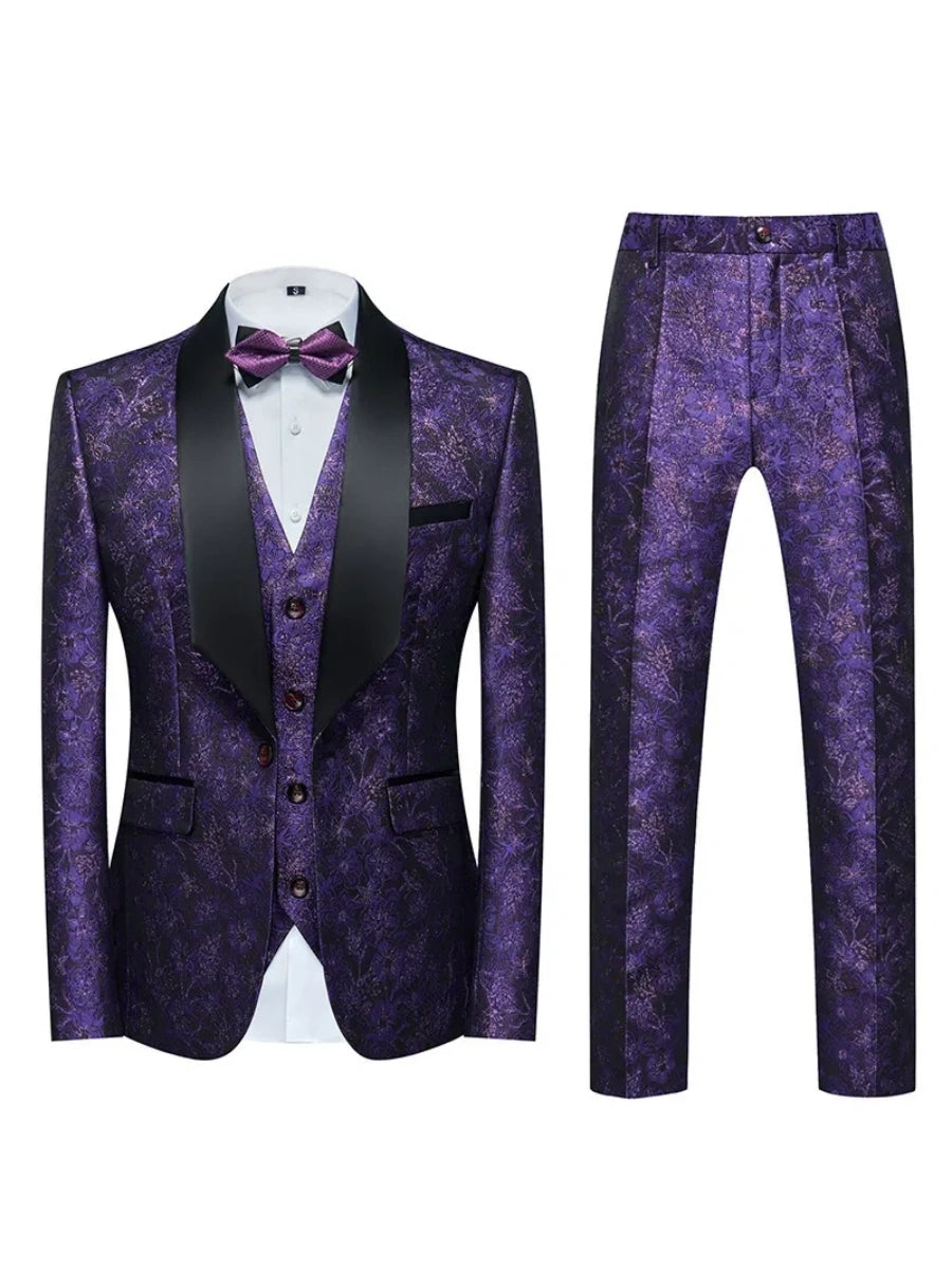 Tailored Fit Single Breasted One-button 2 Pieces Printed Men's Casual Suits