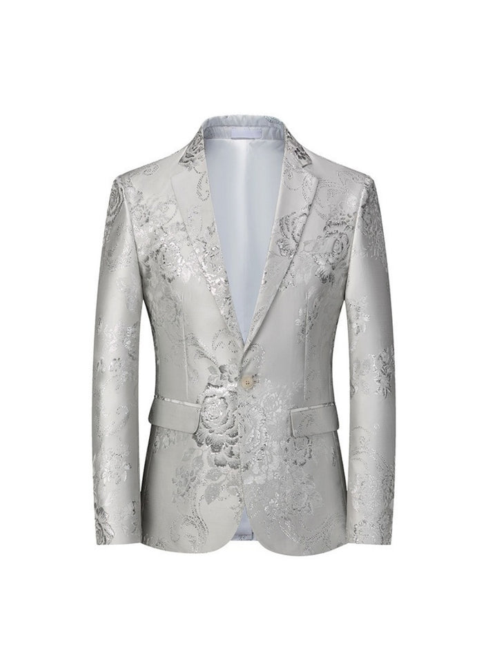 Tailored Fit Notched Lapel Single Breasted One-button Gilded Printed Men&