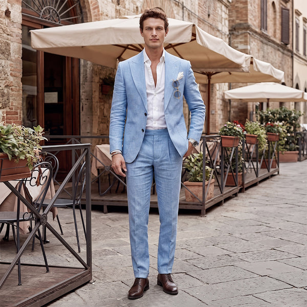 Tailored Fit Single Breasted One-button 2 Pieces Solid Colored Men's Wedding Suits
