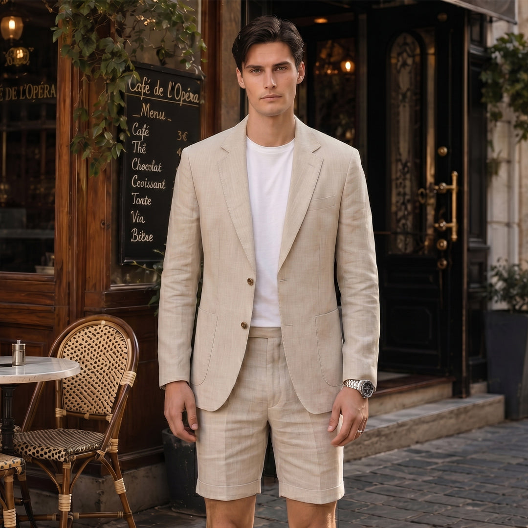 Tailored Fit Single Breasted Summer Two-buttons 2 Pieces Solid Colored Men&