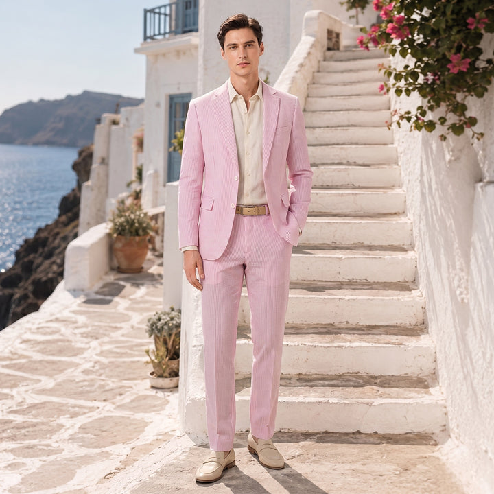 Tailored Fit Single Breasted Two-buttons 2 Pieces Striped Men&
