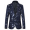 Tailored Fit Notched Lapel Single Breasted One-button Men's Party Jacket With Floral