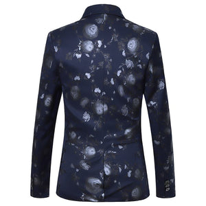 Tailored Fit Notched Lapel Single Breasted One-button Men's Party Jacket With Floral