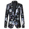Tailored Fit Notched Lapel Single Breasted One-button Men's Party Jacket With Floral