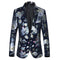 Tailored Fit Notched Lapel Single Breasted One-button Men's Party Jacket With Floral