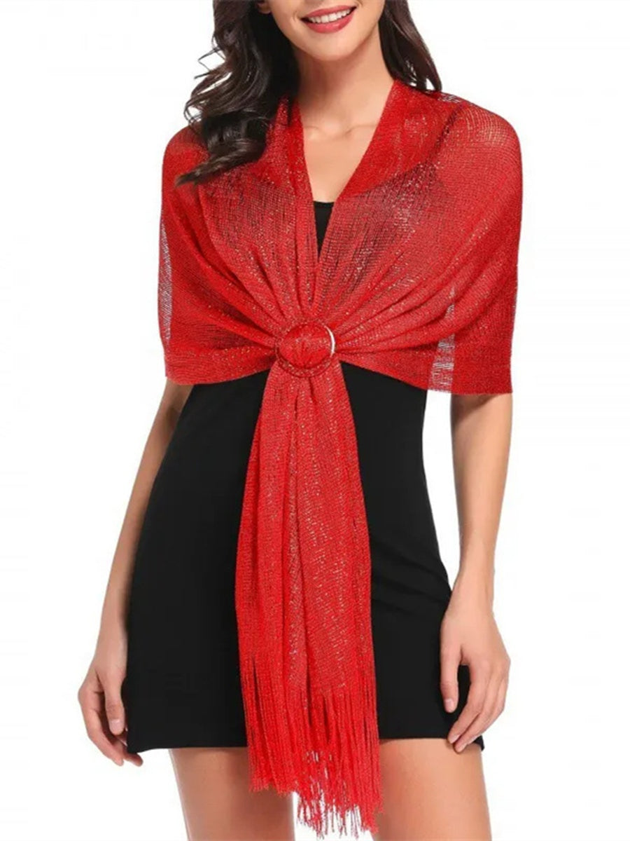 （170cm*45cm)Glamorous Metallic Shawls with Tassel Wedding Guest Wraps
